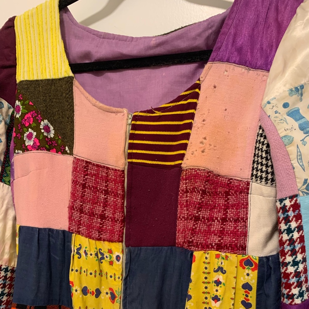 Vintage Handmade 1970s Patchwork Quilt Dress - Picture 4 of 11